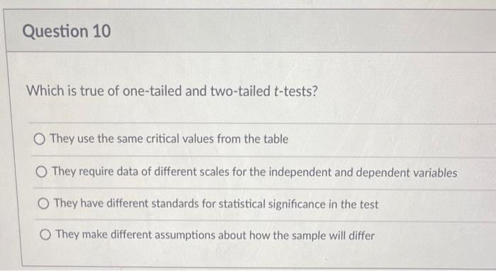 which is true of one tailed and two tailed t tests
