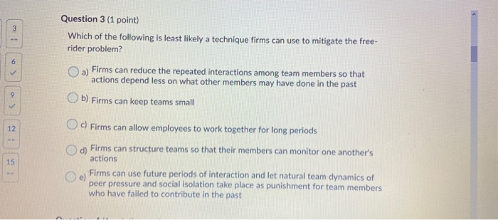 Solved 13 Question 3 (1 point) Which of the following is | Chegg.com