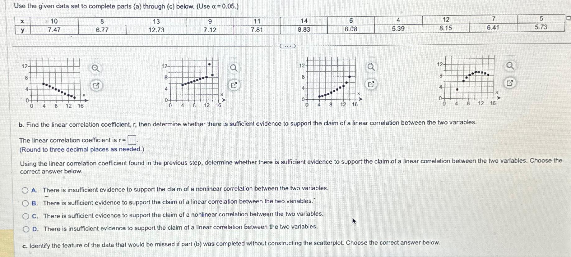 Solved Use the given data set to complete parts (a) ﻿through | Chegg.com
