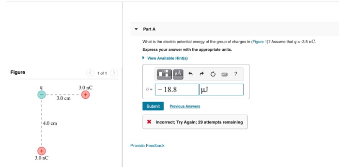 Solved Part A What is the electric potential energy of the | Chegg.com