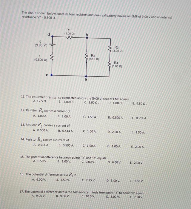 Solved The circuit below contains ideal batteries (having | Chegg.com