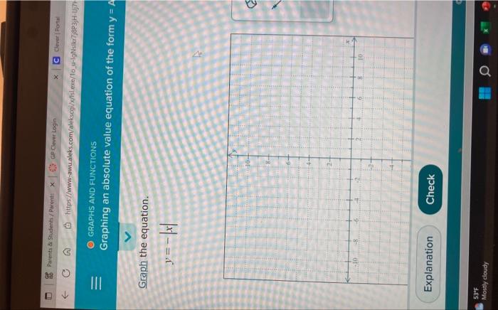 Solved Graph the equation. y=−∣x∣ | Chegg.com