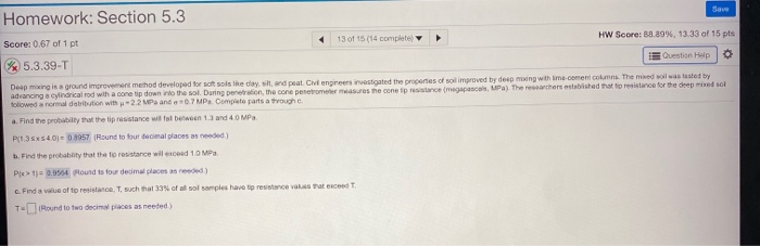 Solved Save Homework: Section 5.3 13 of 15 (14 complete HW | Chegg.com