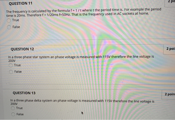 Solved 2 Po Question 11 The Frequency Is Calculated By Th Chegg Com