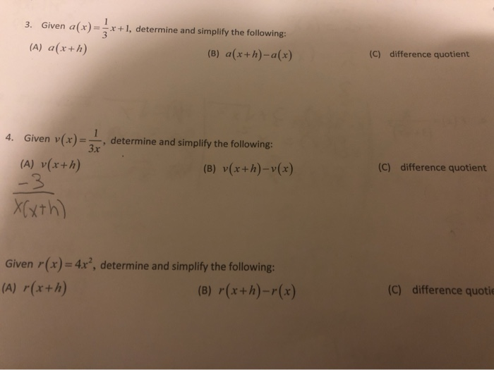 Solved The Difference Quotient Is F X H F X H H Can Not Chegg Com