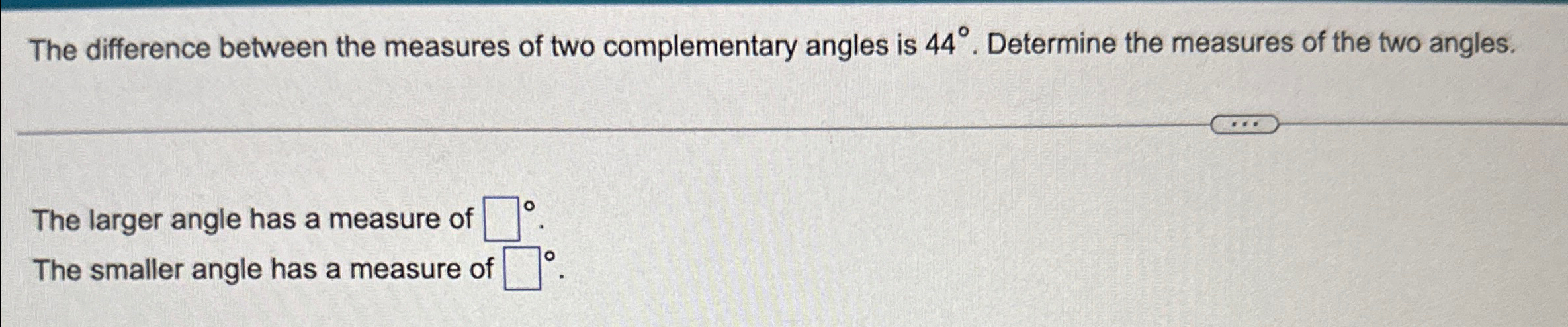 Solved The difference between the measures of two | Chegg.com