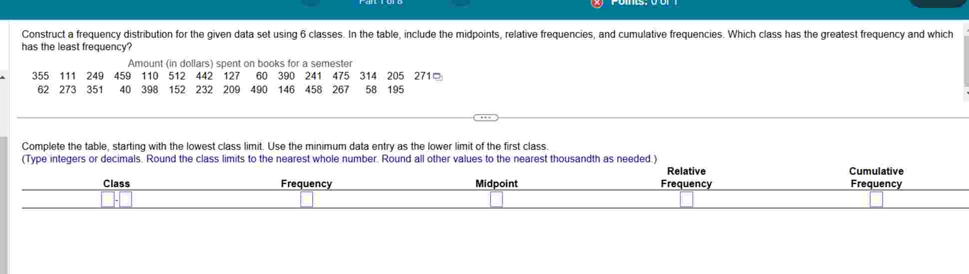 Construct a frequency distribution for the given data | Chegg.com