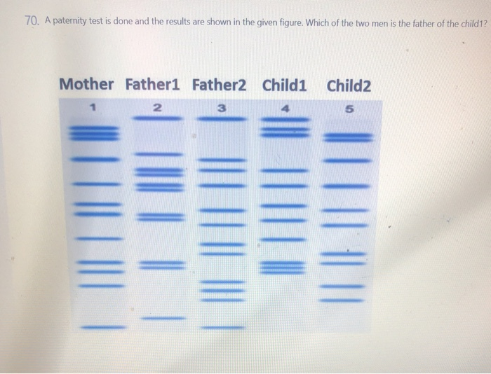 Solved 70. A paternity test is done and the results are | Chegg.com