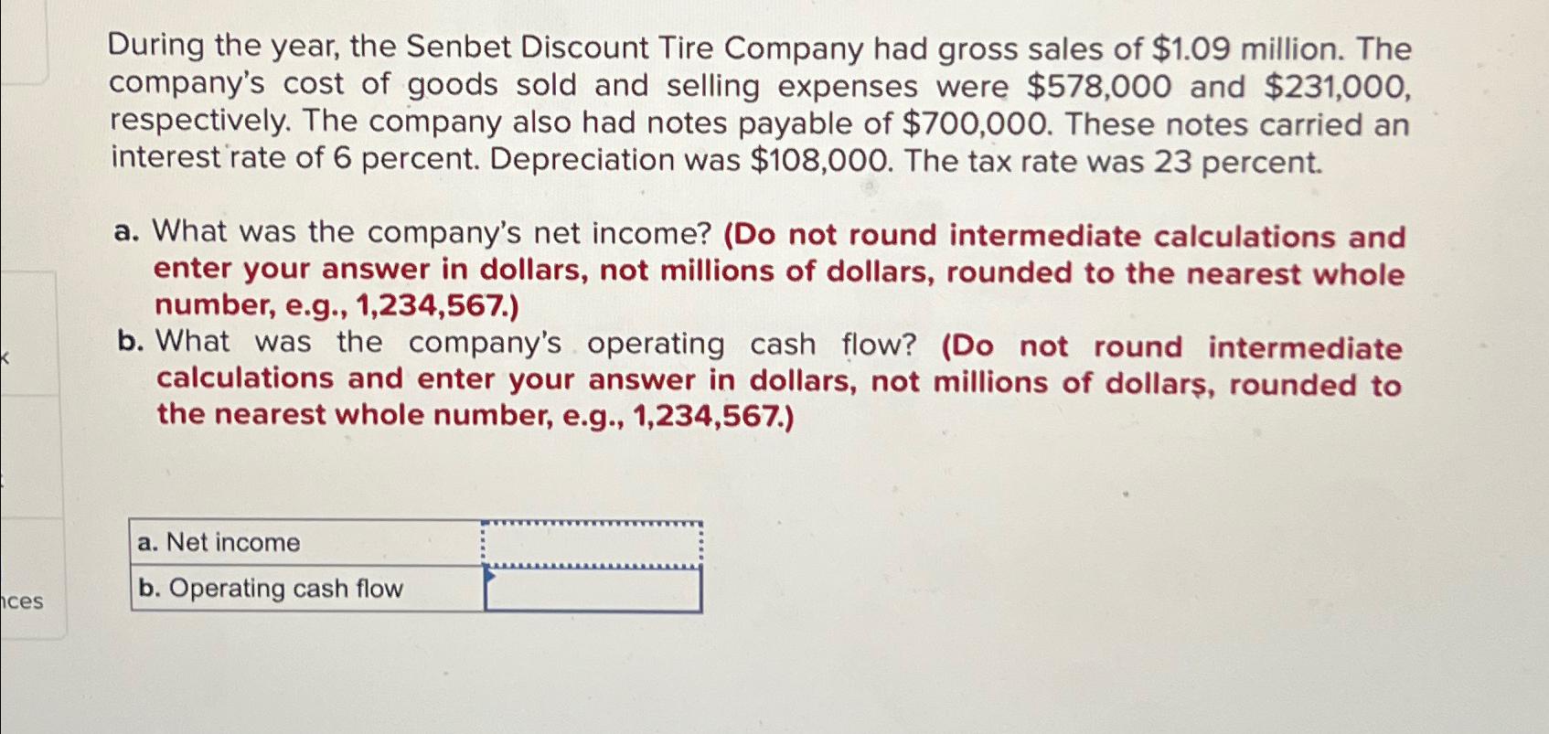 During the year, the Senbet Discount Tire Company had