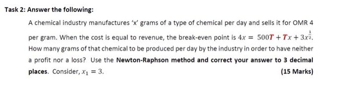 Solved Task 2: Answer the following: A chemical industry | Chegg.com