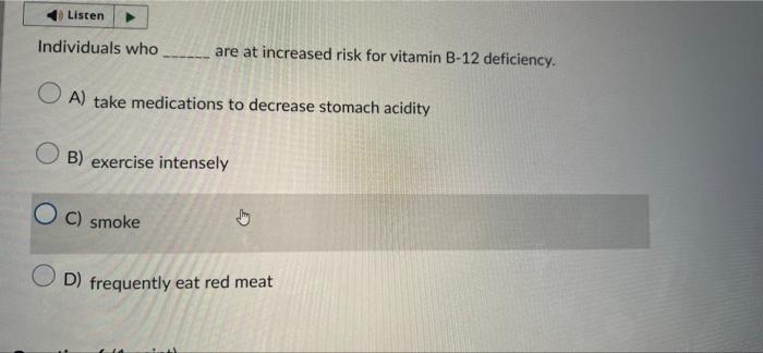 Solved Individuals Who Are At Increased Risk For Vitamin | Chegg.com