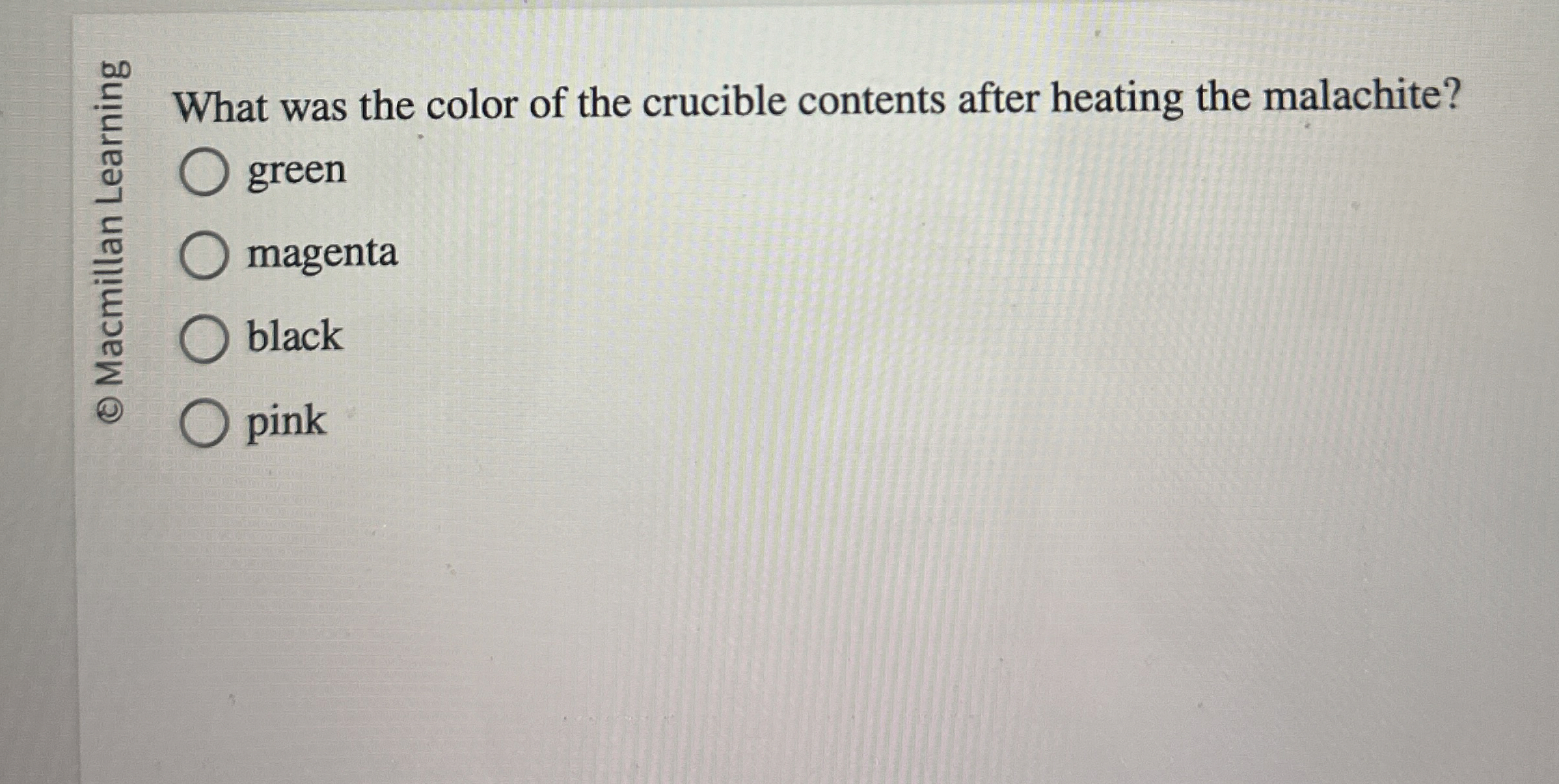 Solved What was the color of the crucible contents after | Chegg.com
