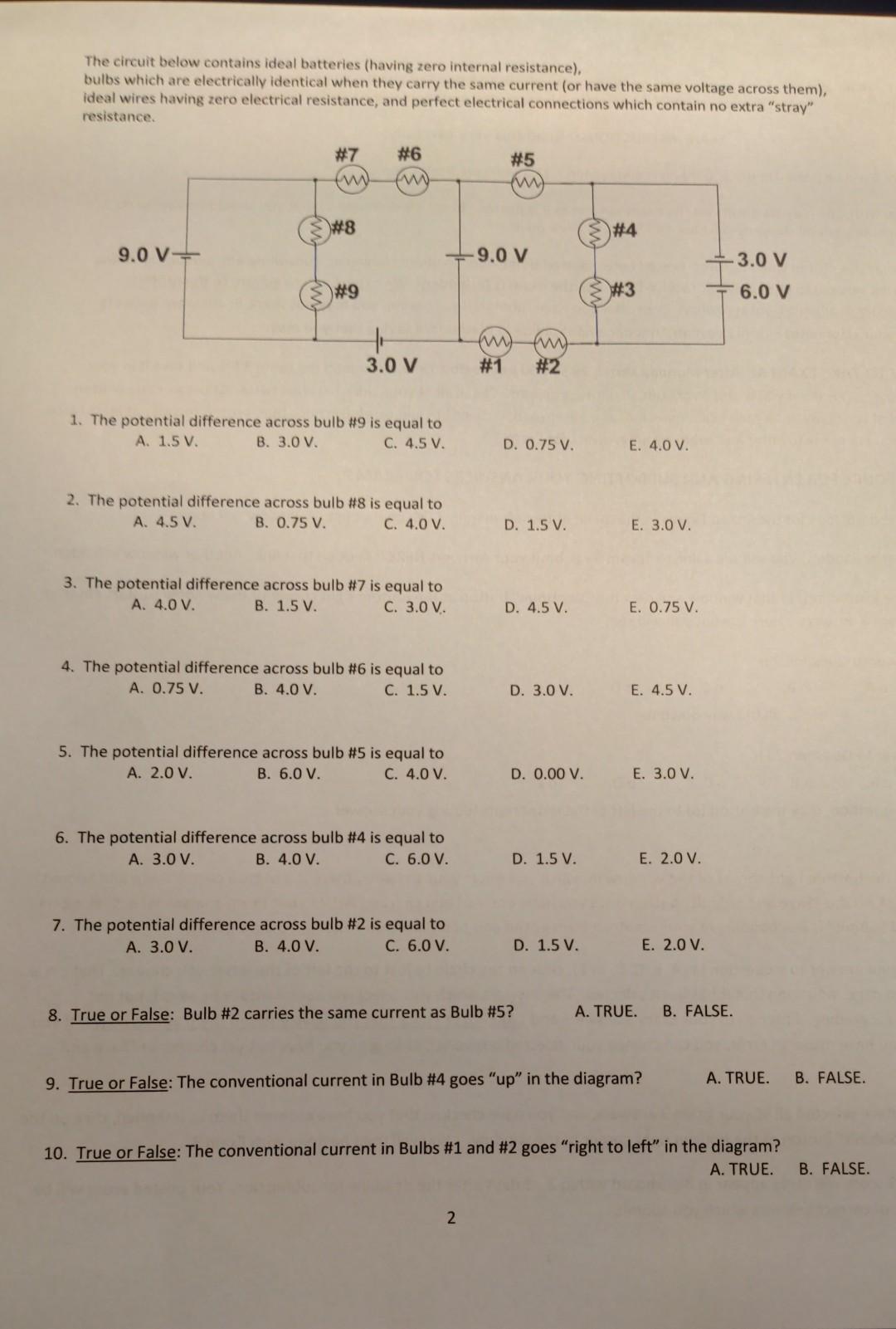 Solved The circuit below contains ideal batteries (having | Chegg.com