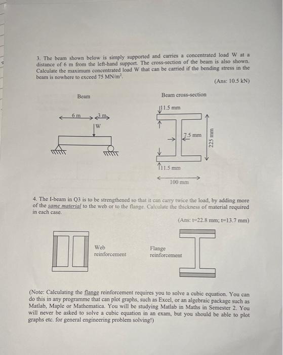 Solved 3. The beam shown below is simply supported and | Chegg.com