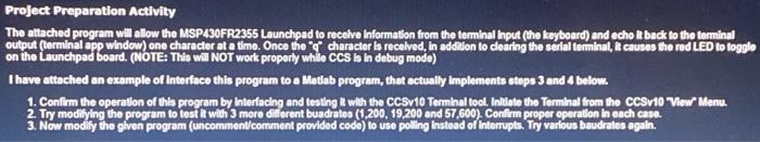Solved Project Preparation Activity The attached program | Chegg.com