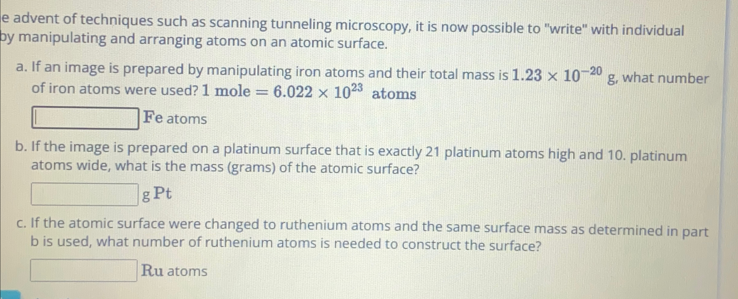 Solved e advent of techniques such as scanning tunneling | Chegg.com