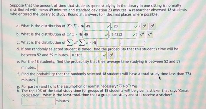 Solved Suppose That The Amount Of Time That Students Spend | Chegg.com