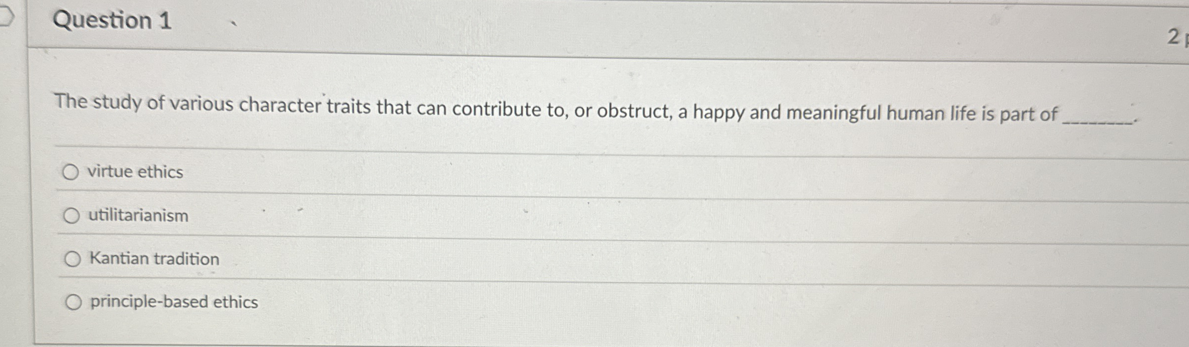 Solved Question 1The study of various character traits that | Chegg.com