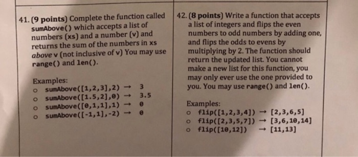 Solved 41. (9 points) Complete the function called | Chegg.com
