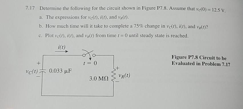 Solved 7.17 Determine the following for the circuit shown in | Chegg.com