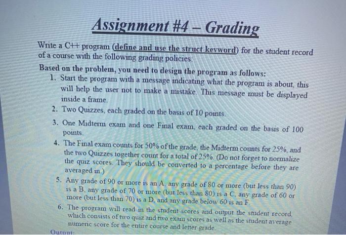 Solved Assignment #4 - Grading Write a CH program (define | Chegg.com