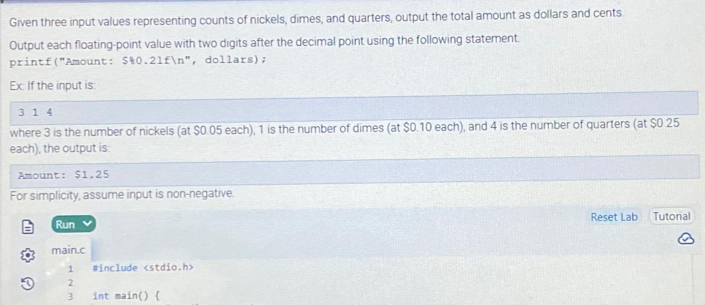 Solved Given three input values representing counts of | Chegg.com