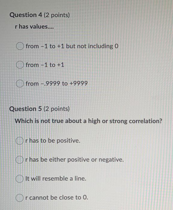 Solved Question 4 (2 points) r has values.... from-1 to +1 | Chegg.com