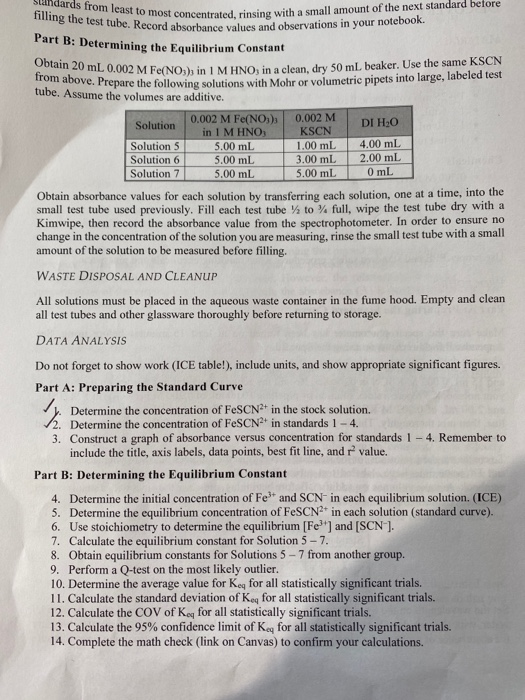 Solved Determine the initial concentration of Fe3+ and SCN