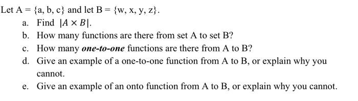 Solved Let A {a B C} And Let B {w X Y Z A Find Ax