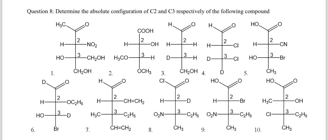 Solved Question 8: Determine the absolute configuration of | Chegg.com