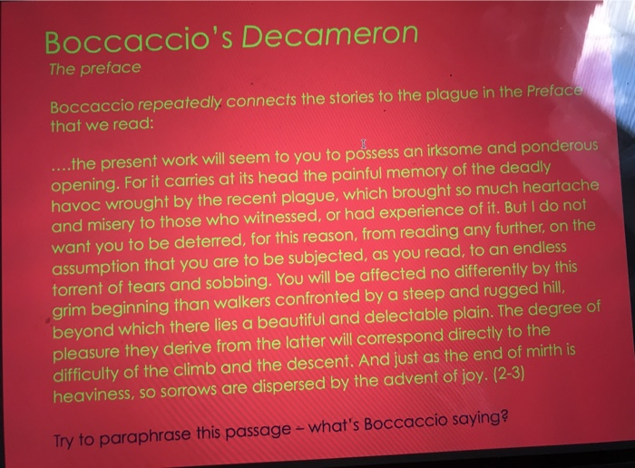 Preface Decameron Boccaccio's Decameron The preface Boccaccio | Chegg.com