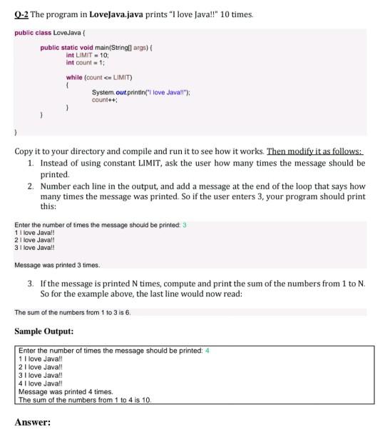 Solved 0-2 The program in LoveJava.java prints 