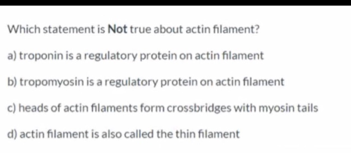Solved Which Statement Is Not True About Actin Filament A Chegg