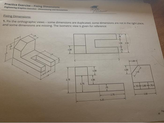 Solved Practice Exercise - Fixing Dimensions Engineering | Chegg.com