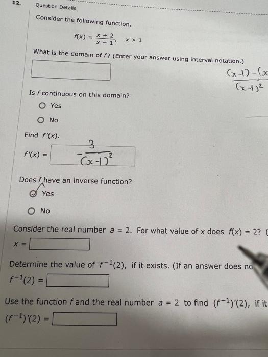 Solved 12. Question Details Consider the following function. | Chegg.com