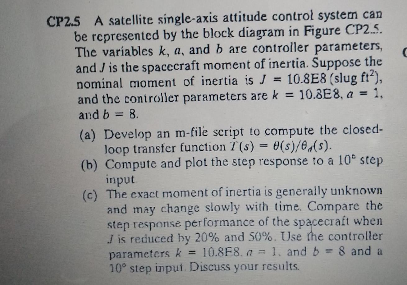 Solved CP2.5 A satellite single-axis attitude control system | Chegg.com