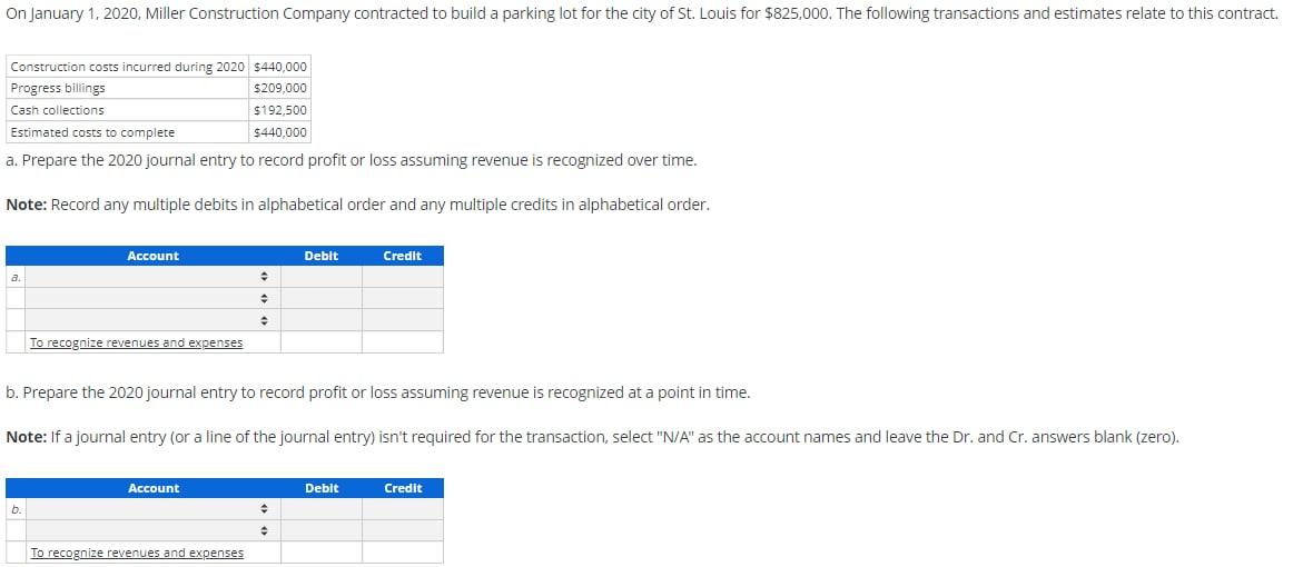 Solved On January 1, 2020, Miller Construction Company | Chegg.com