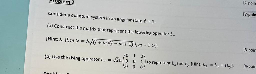 Solved lem 2 Consider a quantum system in an angular state = | Chegg.com