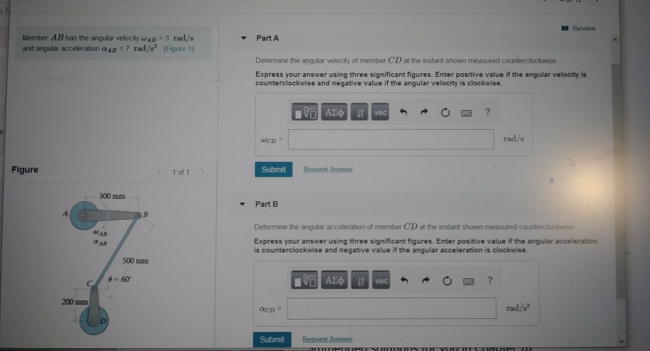 Solved Review Part A Member AB has the angular velocity WAR | Chegg.com