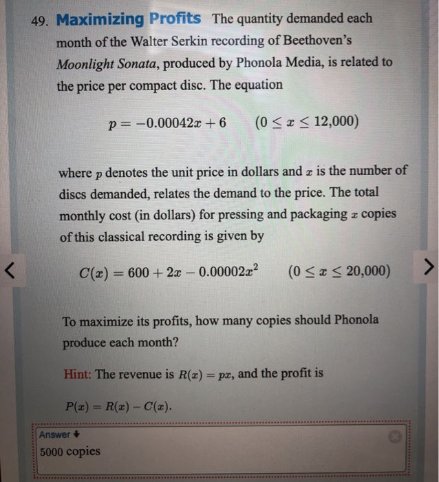 Solved 49. Maximizing Profits The quantity demanded each