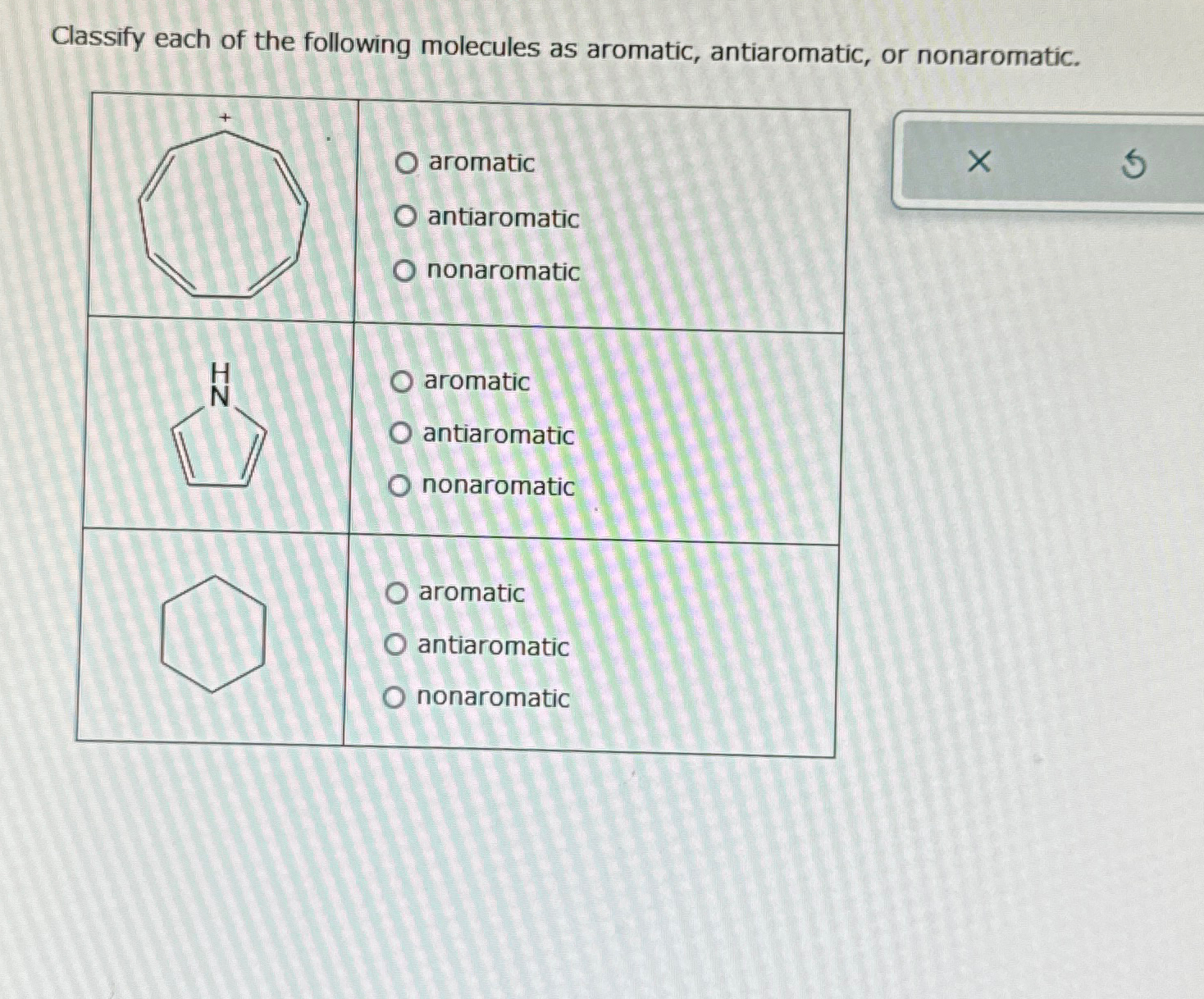 Solved Classify each of the following molecules as aromatic, | Chegg.com