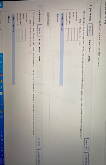 Solved Your best submission for each question part is used | Chegg.com