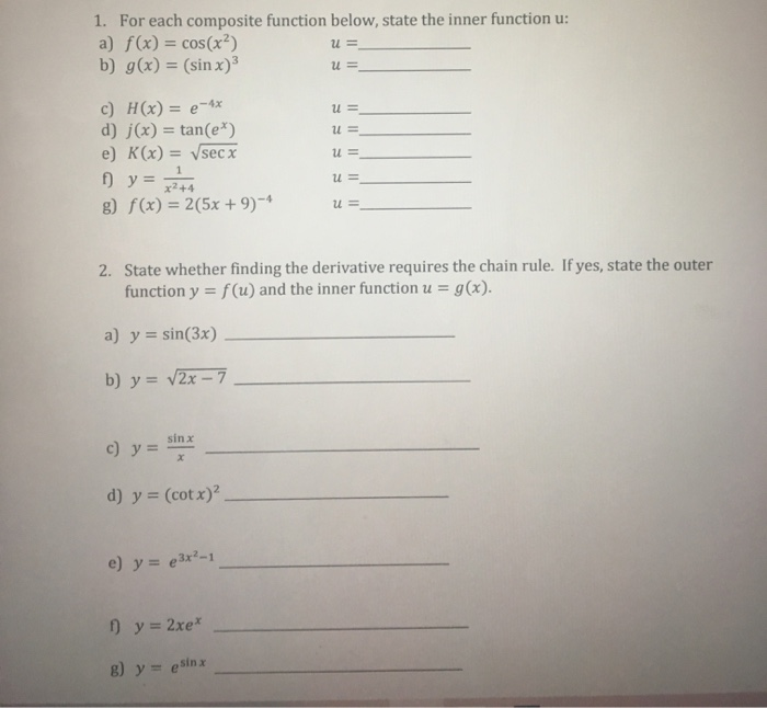 Solved 1 For Each Composite Function Below State The In Chegg Com