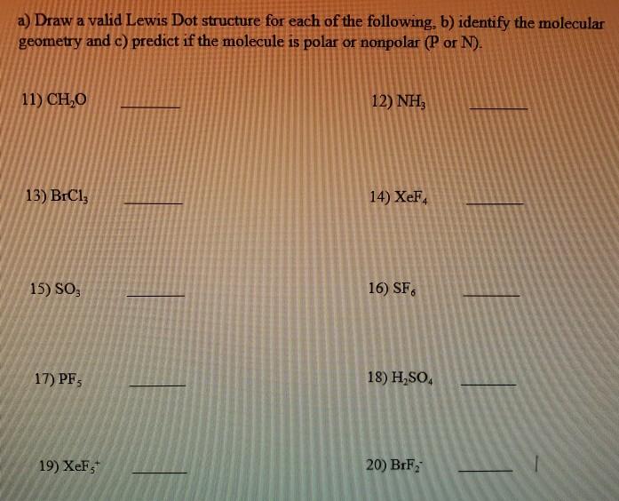 Solved Draw a Lewis dot structure for each of the following. | Chegg.com