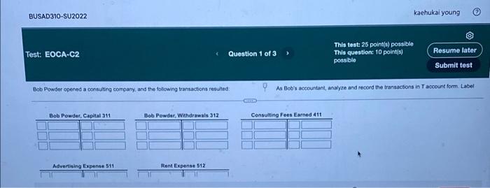 Solved Test: EOCA-C2 Bob Powder opened a consulting company, | Chegg.com