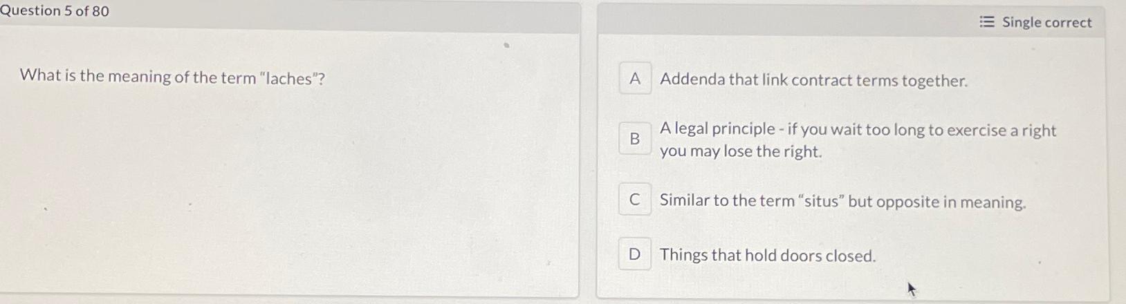 Solved Question 5 of 80What is the meaning of the term Chegg