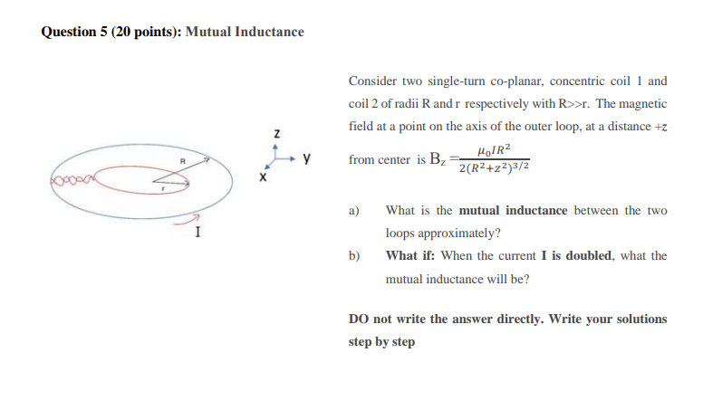 Solved Question 5 (20 Points): Mutual Inductance Consider | Chegg.com