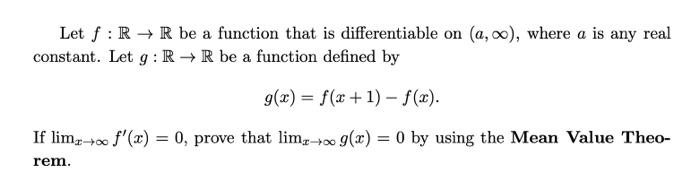 Solved : Let f RR be a function that is differentiable on | Chegg.com