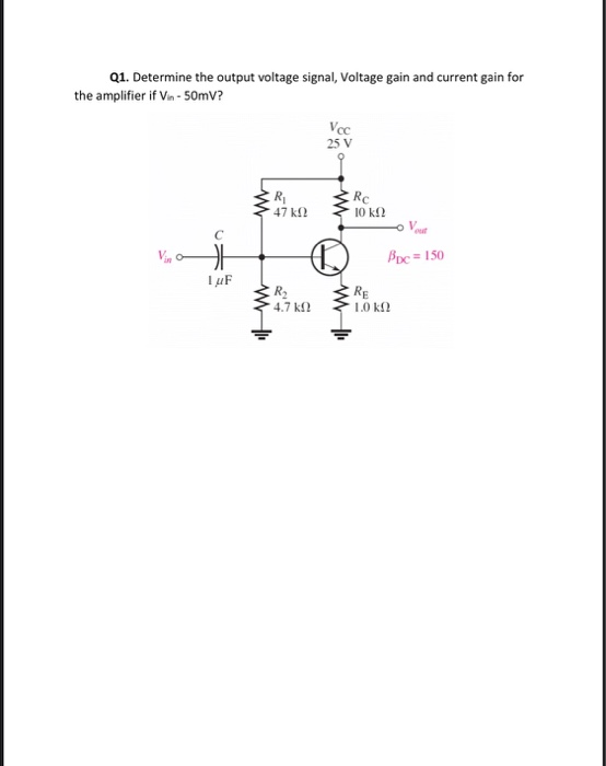 Solved Q1. Determine the output voltage signal, Voltage gain | Chegg.com