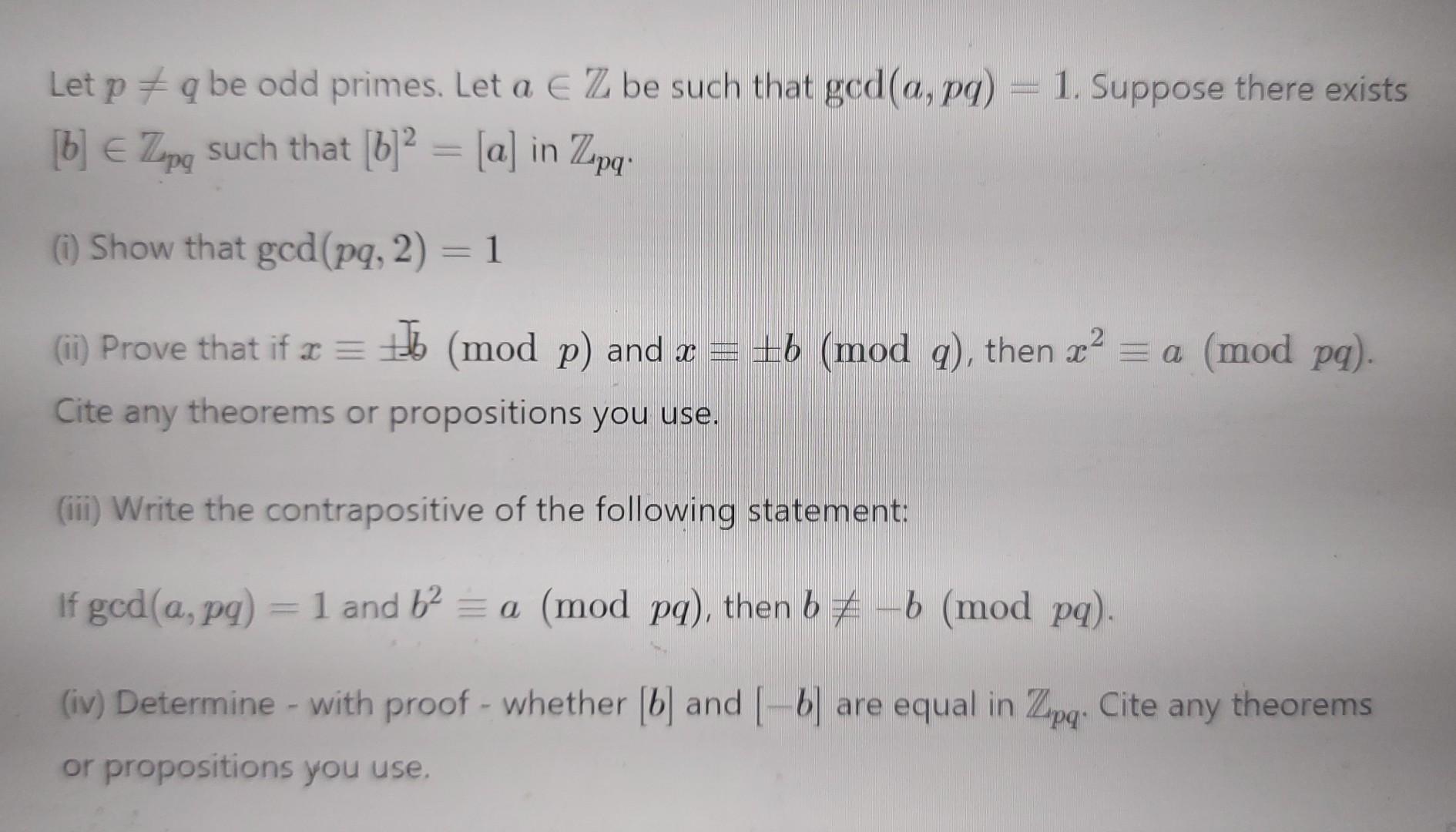 Solved Let P =q Be Odd Primes. Let A∈Z Be Such That | Chegg.com